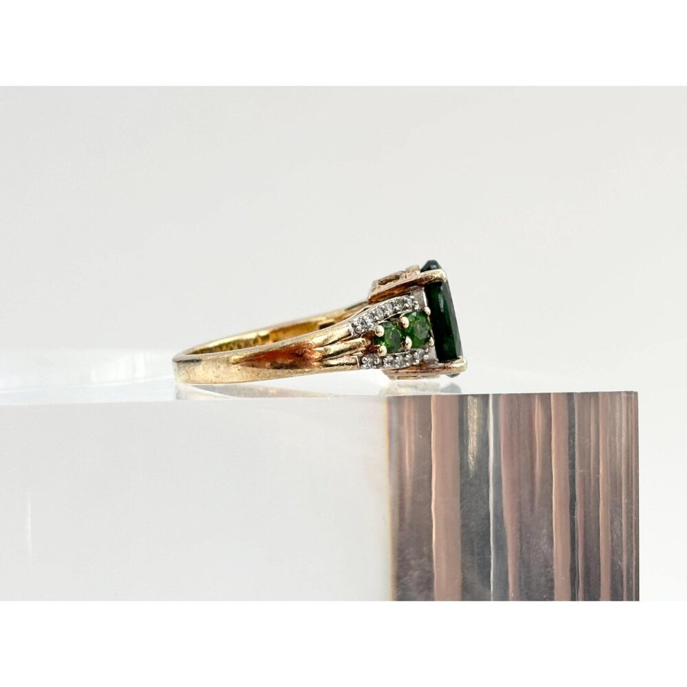 Chrome Diopside Sterling Silver Gilt (Vermeil) Gemstone Vintage Cocktail Ring 7 - Picture 5 of 10